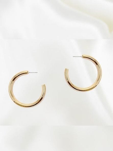 House of Trendz Earrings Large Gold Shiny Hoop 6mm / 50 mm