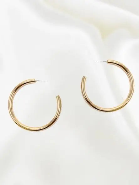 House of Trendz Earrings Medium Gold Shiny Hoop 4mm / 40 mm