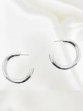 House of Trendz Earrings Medium Silver Shiny Hoop 6mm x 40mm