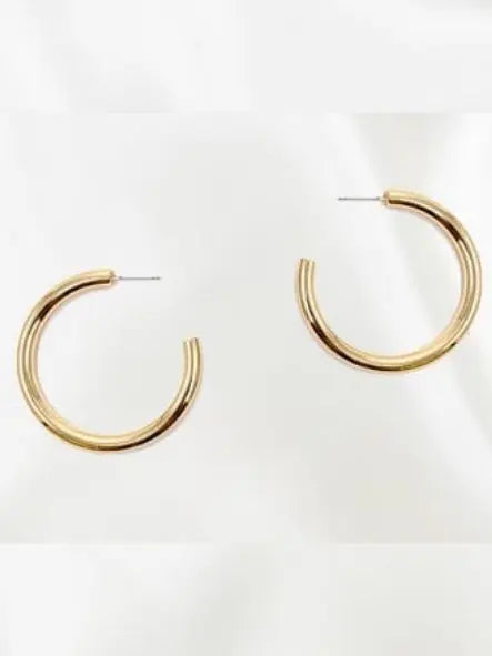 House of Trendz Earrings Small Gold Shiny Hoop 4mm x 30mm