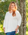 House of Trendz Top Basic 3/4 Sleeve Flattering Fit Top (White)