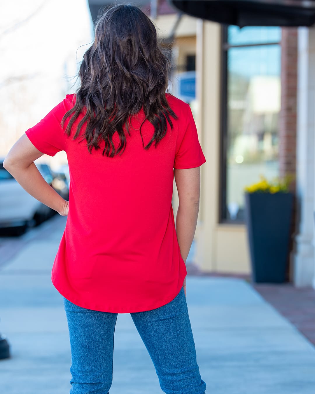 House of Trendz Top Fab Fit Basic Short Sleeve (Tomato Red)