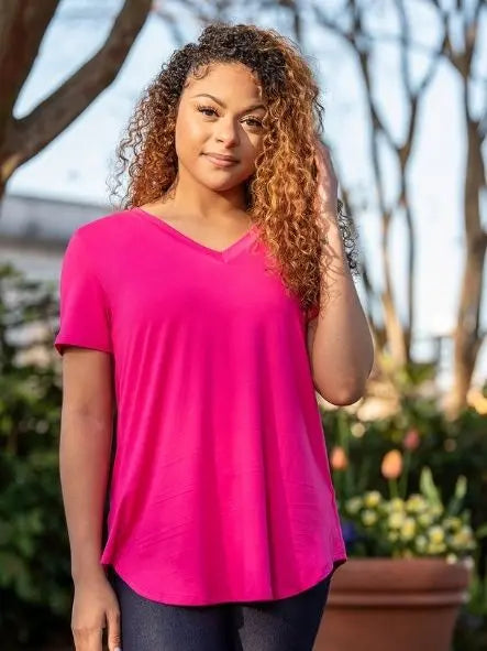 House of Trendz Top Fab Fit Basic Short Sleeve (Watermelon)